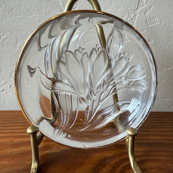 Mikasa Parisian Frosted Iris Glass Dish with Gold Trim – 1980s, Made in Japan - Picture 10 of 15